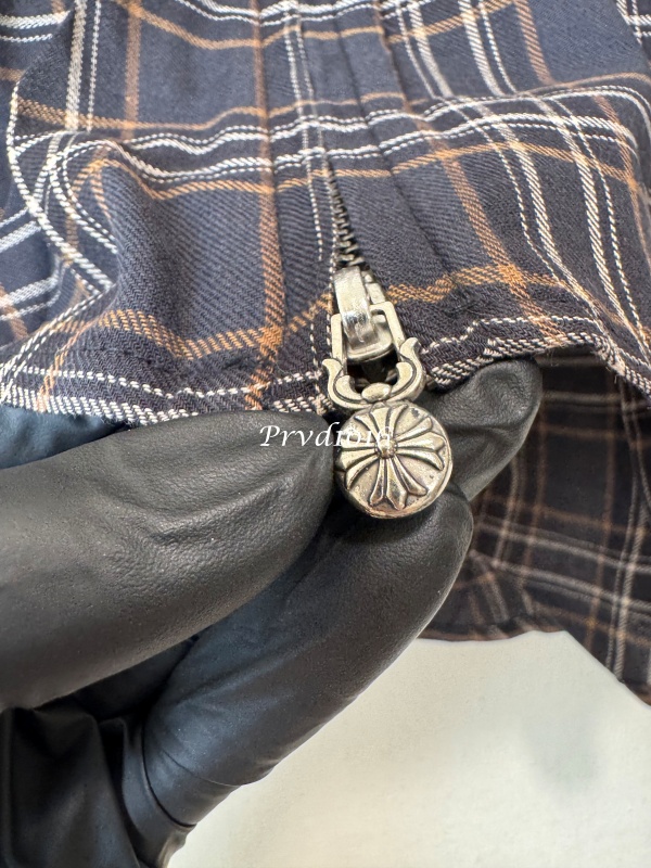 實拍免運 Chrome Hearts 克羅心 經典暗黑格紋 925 匕首拉鍊 短袖襯衫 街頭 高端 玩家 必備 奢華 硬核 美式 穿搭:圖片 12