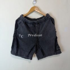 實拍免運 Thug Club 重工水洗仿舊短褲 經典星月刺繡Logo 破壞毛邊 寬鬆休閒短褲 五分褲 寬褲 潮流褲 韓國高街必備 男款:圖片 3