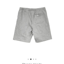 實拍免運 Chrome Hearts 克羅心 經典十字架 皮貼 灰色 短褲 棉質短褲 運動短褲 頂級工藝 潮流穿搭 高街 奢華 美式街頭 潮流風格：圖片 3