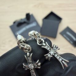 實拍免運 Chrome Hearts CH 克羅心 Baby Fat 經典 十字架 滿鑽 碎鑽 925純銀 垂墜耳環：圖片 3
