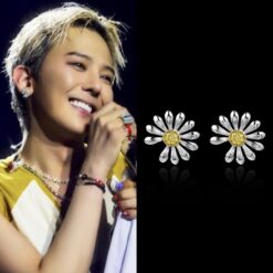 實拍 免運 Jacob & Co. x G-Dragon 聯名 PEACEMINUSONE 限量版 雛菊耳釘 925銀 黃寶石 權志龍同款 男女同款 穿搭必備