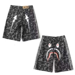 實拍免運 BAPE x adidas Originals 聯名 鯊魚 閃電 滿版猿人迷彩 寬鬆短褲 五分褲 聯名款 街頭霸王 男女同款 高街必備：圖片 6