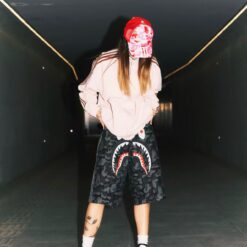 實拍免運 BAPE x adidas Originals 聯名 鯊魚 閃電 滿版猿人迷彩 寬鬆短褲 五分褲 聯名款 街頭霸王 男女同款 高街必備：圖片 27