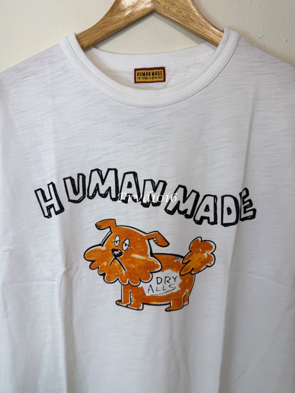 實拍免運 HUMAN MADE 復古竹節棉 厭世狗 橘色毛絨小狗 短袖 短T T恤 男女同款:圖片 15