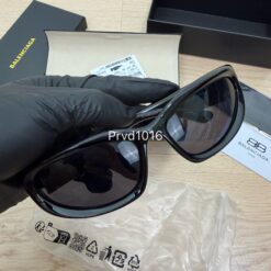 實拍免運 Balenciaga BB0157S 001 巴黎世家 經典 黑框 亮黑 貓眼 墨鏡 太陽眼鏡：圖片 7