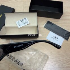 實拍免運 Balenciaga BB0157S 001 巴黎世家 經典 黑框 亮黑 貓眼 墨鏡 太陽眼鏡：圖片 13