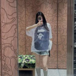 實拍免運 A Bathing Ape BAPE 經典大猿人 Mesh Tee 網眼透氣短袖 洞洞衣 潮流 男女同款 疊穿 街頭 寬鬆 穿搭：圖片 6