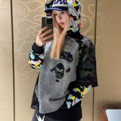 實拍免運 A Bathing Ape BAPE 經典大猿人 Mesh Tee 網眼透氣短袖 洞洞衣 潮流 男女同款 疊穿 街頭 寬鬆 穿搭：圖片 7
