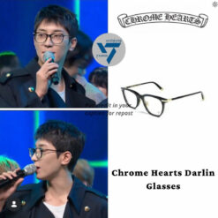 實拍免運 Chrome Hearts 克羅心 DARLIN BK 經典黑框 鏡框 明星同款 高級板材 純銀銀飾 男生 女生 潮流 穿搭:圖片 17