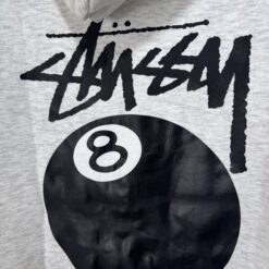 (現貨專區) 實拍免運 Stussy 8 Ball 經典八號球 字母 Logo 刷毛連帽外套 拉鍊外套 潮流男女同款 灰色:圖片 8