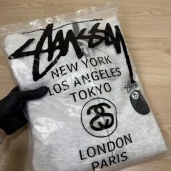 (現貨專區) 實拍免運 Stussy 8 Ball 經典八號球 字母 Logo 刷毛連帽外套 拉鍊外套 潮流男女同款 灰色:圖片 9