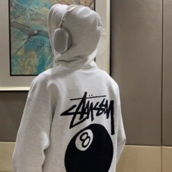Alternative view of (現貨專區) 實拍免運 Stussy 8 Ball 經典八號球 字母 Logo 刷毛連帽外套 拉鍊外套 潮流男女同款 灰色