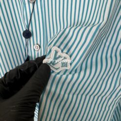(現貨專區)實拍免運 Louis Vuitton LV 條紋刺繡長袖襯衫 清新質感 休閒 潮流 穿搭 男款 薄荷綠/白條紋：圖片 11