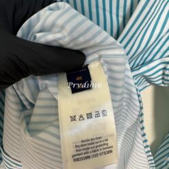 (現貨專區)實拍免運 Louis Vuitton LV 條紋刺繡長袖襯衫 清新質感 休閒 潮流 穿搭 男款 薄荷綠/白條紋：圖片 15
