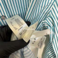 (現貨專區)實拍免運 Louis Vuitton LV 條紋刺繡長袖襯衫 清新質感 休閒 潮流 穿搭 男款 薄荷綠/白條紋：圖片 16
