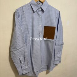(現貨專區)實拍免運 Loewe 羅意威 胸口小牛皮條紋襯衫 質感奢華 高級感 穿搭 男款 藍白條紋:圖片 6