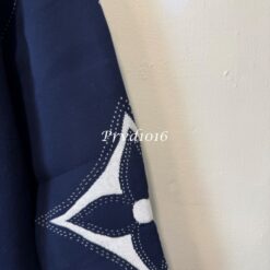 (現貨專區)實拍免運 Louis Vuitton LV 字母標誌拼接老花連帽外套 頂級奢華 休閒 潮流 穿搭 男款 深藍色：圖片 16