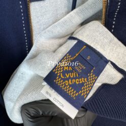 (現貨專區)實拍免運 Louis Vuitton LV 字母標誌拼接老花連帽外套 頂級奢華 休閒 潮流 穿搭 男款 深藍色：圖片 20