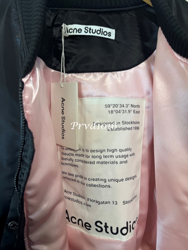 實拍免運 Acne Studios 經典標誌 緞面飛行夾克 飛行外套 男女同款 字母印花 夾克外套 潮流穿搭 質感配件:圖片 10