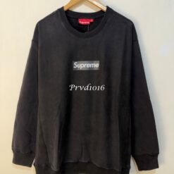 實拍免運 Supreme 25FW Washed Box Logo Crewneck 水洗 經典 盒標 衛衣 長袖大學T 男女同款 黑灰白紅深藍：圖片 14