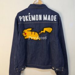 實拍免運 HUMAN MADE x Pokemon 皮卡丘 聯名款 刺繡工裝 丹寧外套 美式復古 潮流穿搭 男女同款:圖片 15