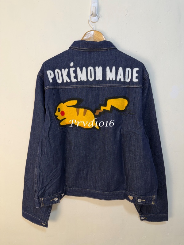 實拍免運 HUMAN MADE x Pokemon 皮卡丘 聯名款 刺繡工裝 丹寧外套 美式復古 潮流穿搭 男女同款:圖片 15