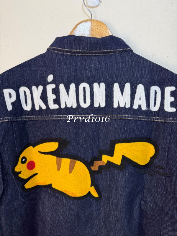 實拍免運 HUMAN MADE x Pokemon 皮卡丘 聯名款 刺繡工裝 丹寧外套 美式復古 潮流穿搭 男女同款:圖片 16
