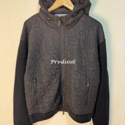 (現貨專區)實拍免運 Dior 經典老花 Oblique 壓花拼接 針織連帽外套 奢華老錢風 高級街頭 潮流穿搭 男女同款：圖片 8