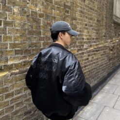 實拍免運 Acne Studios 經典標誌 緞面飛行夾克 飛行外套 男女同款 字母印花 夾克外套 潮流穿搭 質感配件