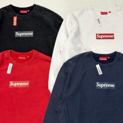 實拍免運 Supreme 25FW Washed Box Logo Crewneck 水洗 經典 盒標 衛衣 長袖大學T 男女同款 黑灰白紅深藍：圖片 13