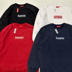 實拍免運 Supreme 25FW Washed Box Logo Crewneck 水洗 經典 盒標 衛衣 長袖大學T 男女同款 黑灰白紅深藍：圖片 12
