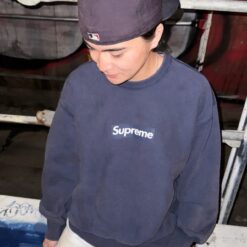 實拍免運 Supreme 25FW Washed Box Logo Crewneck 水洗 經典 盒標 衛衣 長袖大學T 男女同款 黑灰白紅深藍：圖片 9