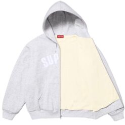 實拍免運 Supreme Arc Thermal Lined Zip Up Hooded Sweatshirt 弧形字母 反光 Logo 華夫格內裡 重磅連帽外套 頂級潮流 美式街頭 穿搭 男款：圖片 4