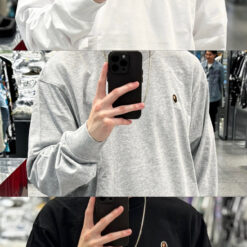 實拍免運 A BATHING APE BAPE 經典小猿人頭 刺繡標 重磅大學T 長袖T恤 美式街頭 潮流穿搭 男款