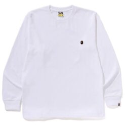 實拍免運 A BATHING APE BAPE 經典小猿人頭 刺繡標 重磅大學T 長袖T恤 美式街頭 潮流穿搭 男款：圖片 3
