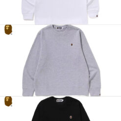 Alternative view of 實拍免運 A BATHING APE BAPE 經典小猿人頭 刺繡標 重磅大學T 長袖T恤 美式街頭 潮流穿搭 男款