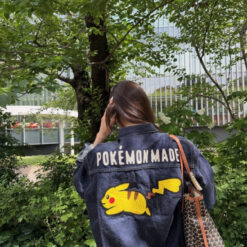 實拍免運 HUMAN MADE x Pokemon 皮卡丘 聯名款 刺繡工裝 丹寧外套 美式復古 潮流穿搭 男女同款:圖片 3