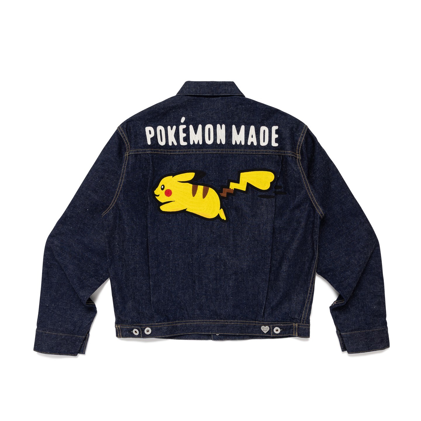 實拍免運 HUMAN MADE x Pokemon 皮卡丘 聯名款 刺繡工裝 丹寧外套 美式復古 潮流穿搭 男女同款:圖片 5
