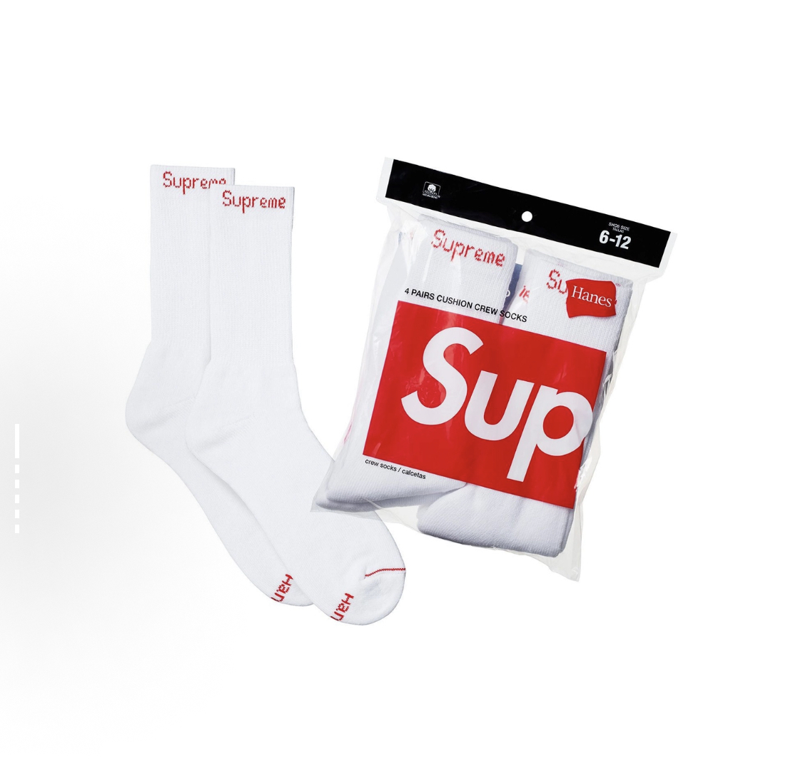 實拍免運 Supreme x Hanes Crew Socks 中筒襪 經典款 潮流 穿搭 街頭男女素色長襪